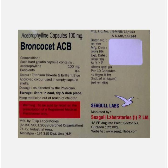 Broncocet Acb 100mg Cap 10's 2