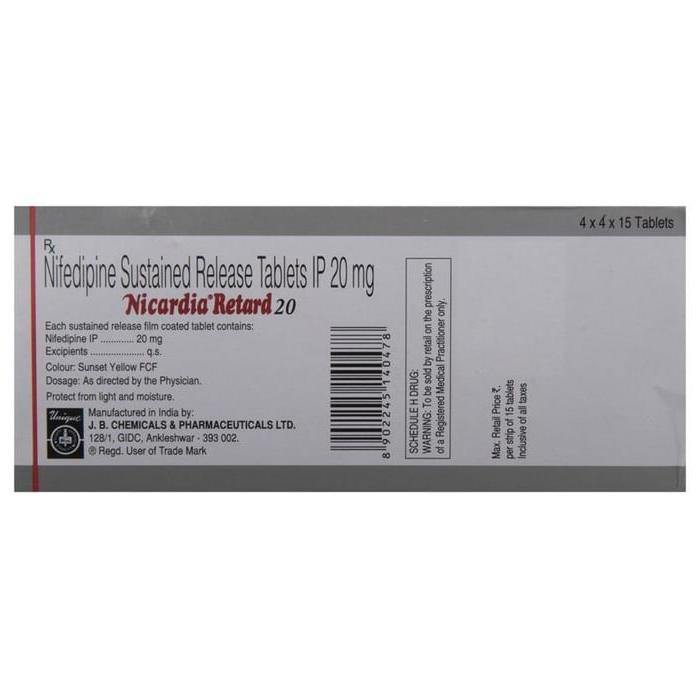 Nicardia Retard 20 Tablet SR 3