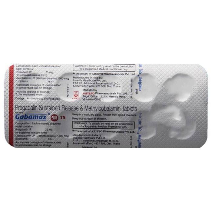 Gabamax 75 Mg/1500 Mcg Tablet Sr 10 75Mg/1500 Mcg Tablet Sr 10 5